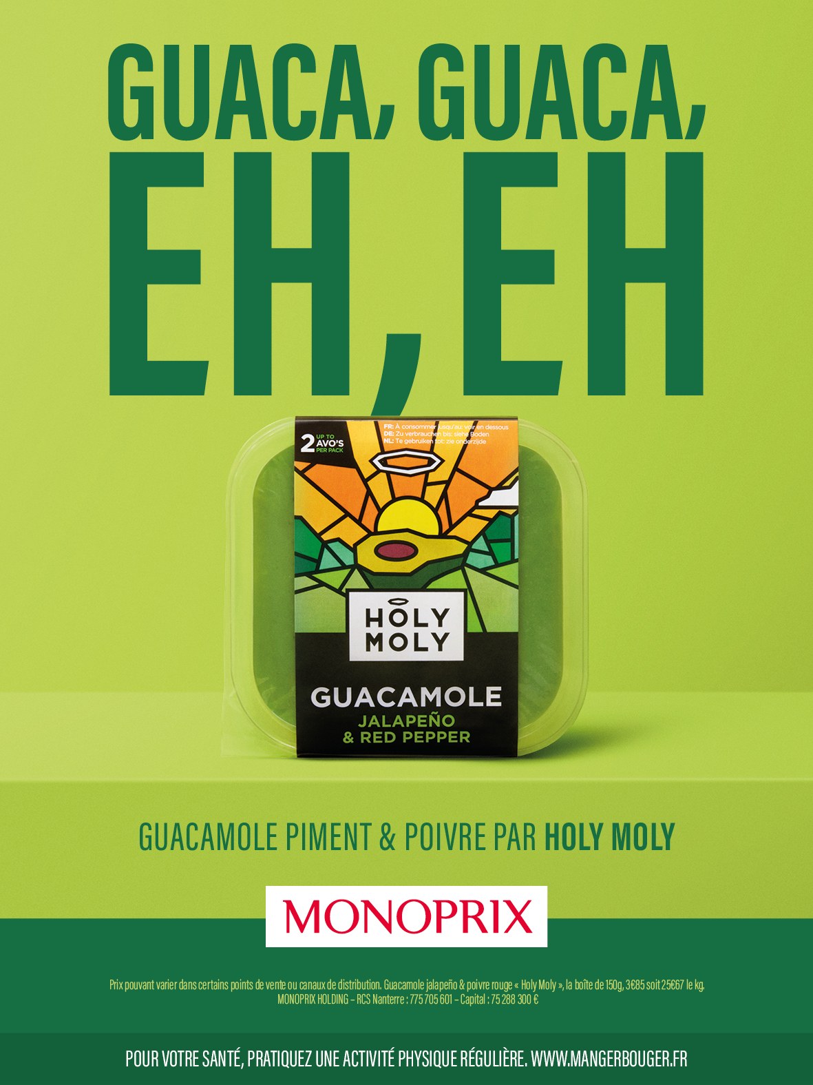 Affiche « Guaca, guaca, eh, eh » : guacamole piment et poivre par Holy Moly